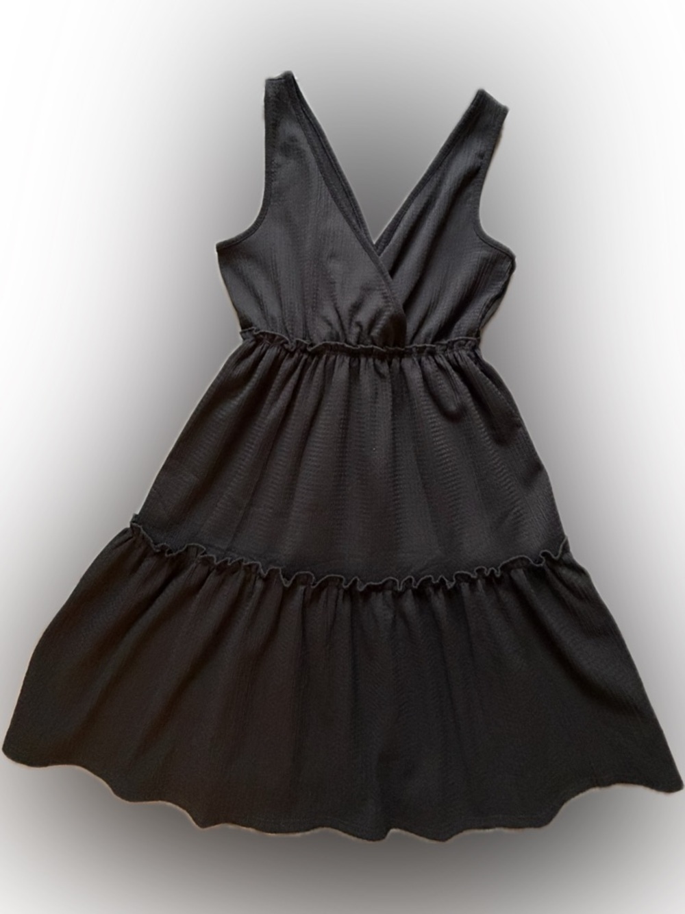 Sleeveless Black Tiered V-Neck Mini Dress $4/25